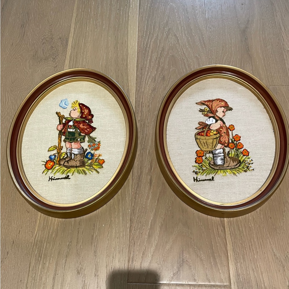 Vintage Hummel Needle Work Wall Art